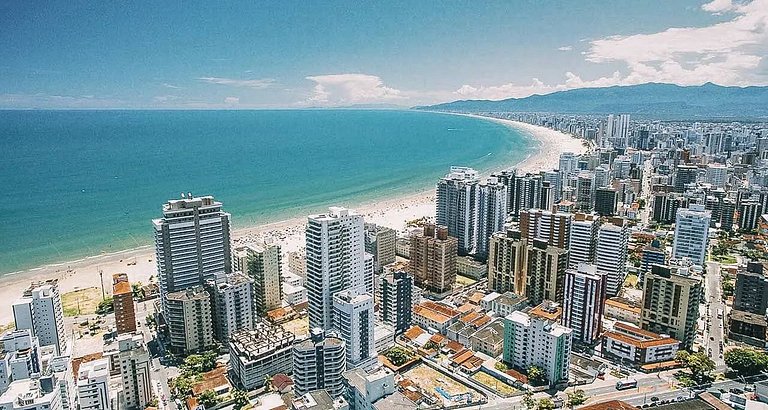 Praia Grande: Apto Pé na Areia c/ Churrasqueira