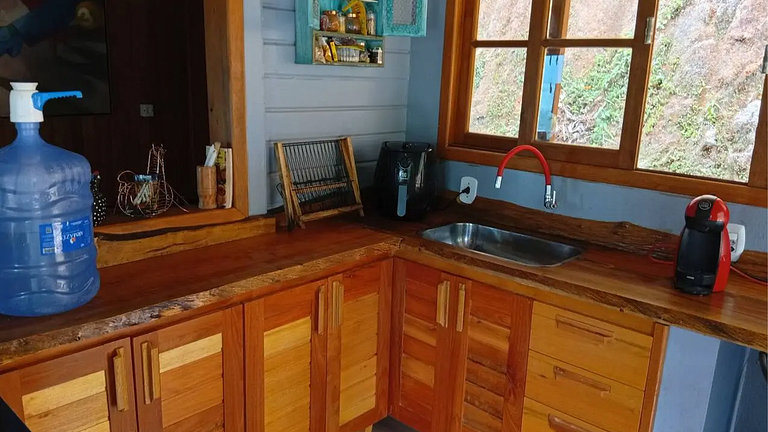 Cabana com Vista Montanha e Rio Capivari