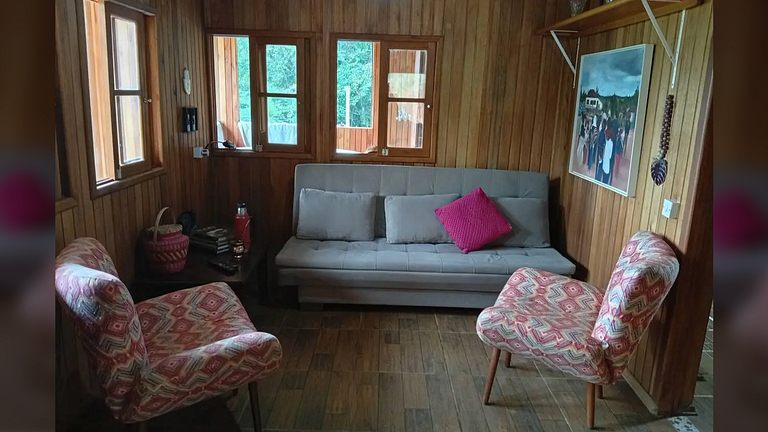 Cabana com Vista Montanha e Rio Capivari